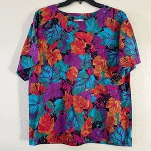 🦋 Honors Apparel Vintage Colorful Short Sleeve T-Shirt Blouse Medium Small